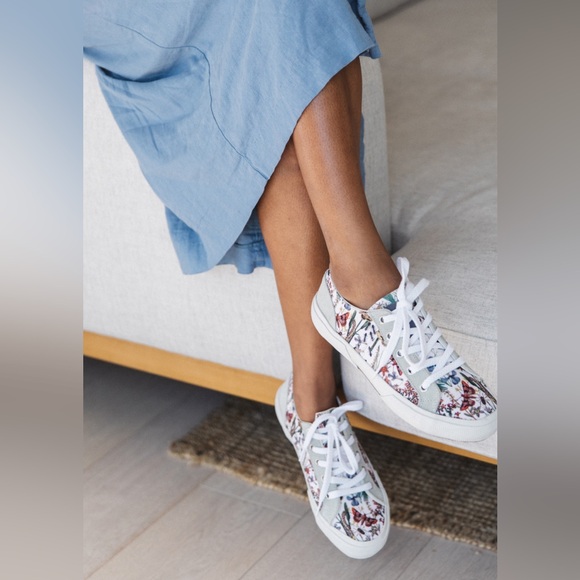 Inkkas new Monterey Lace Up floral boat sneaker 7 butterfly low top artist shoes - Picture 5 of 11